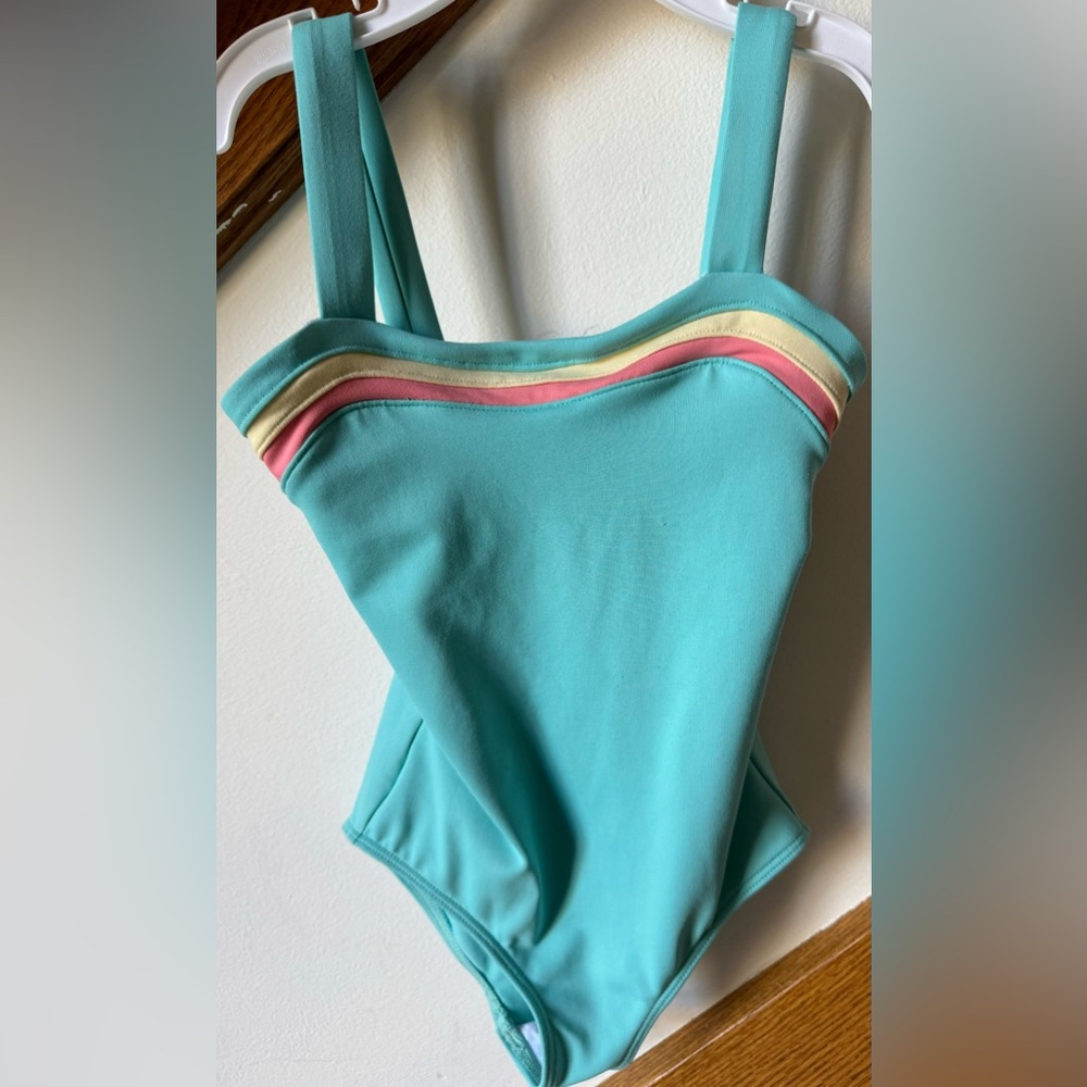 EUC/VGUC Bloch Turquoise Striped Leotard, Size 2-4